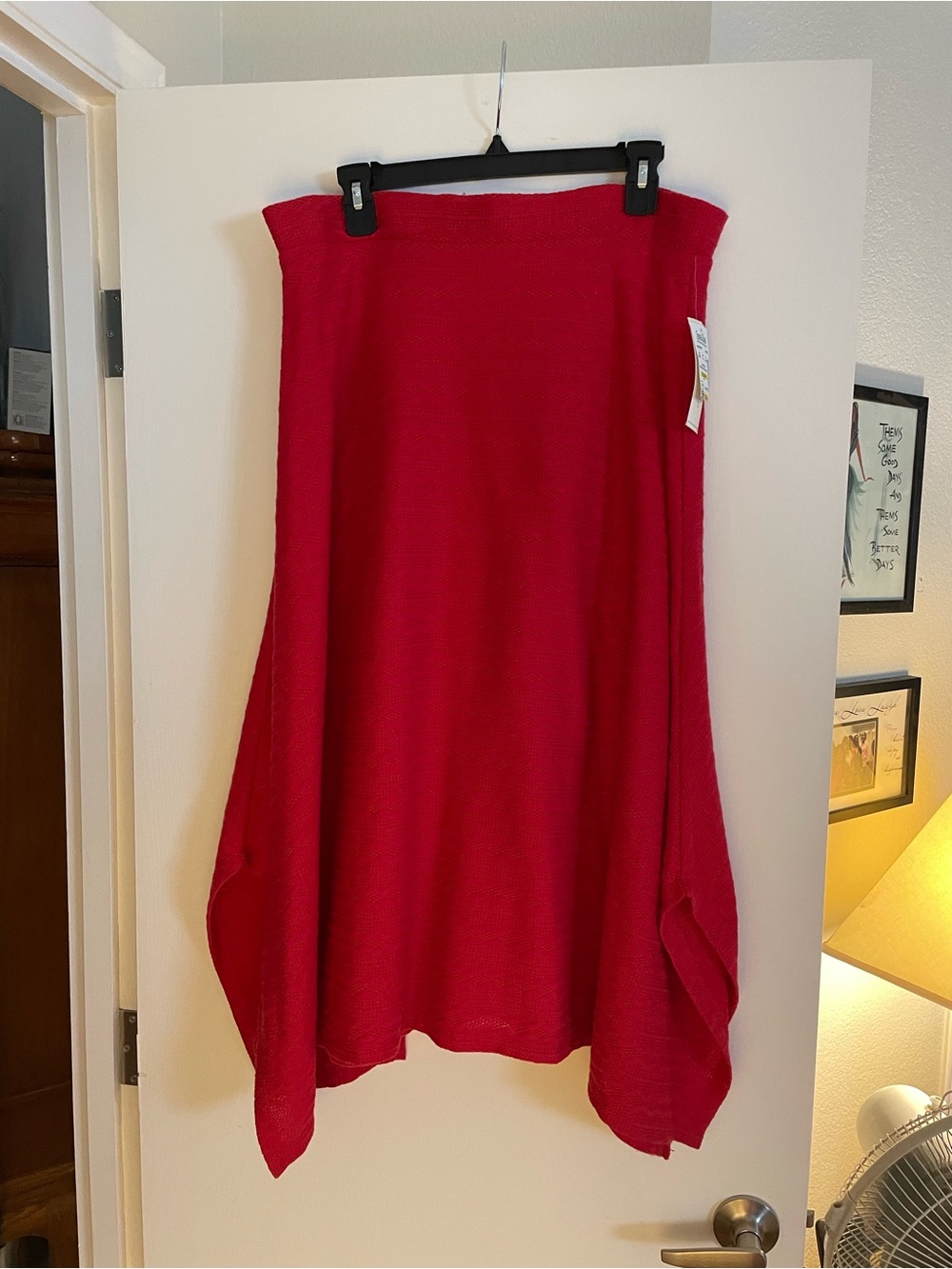 Asymmetrical Knit Skirt in Bright Red